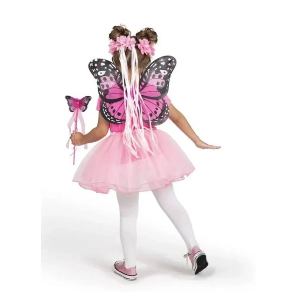 Fairy Costume Set Tutu Wings Headband Wand Lightweight Girls Dress up Dance Pink